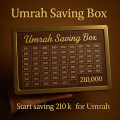 Premium Wooden Umrah Saving Box – 210,000 Savings Goal |Reusable Saving Box