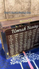 Premium Wooden Umrah Saving Box – 210,000 Savings Goal |Reusable Saving Box